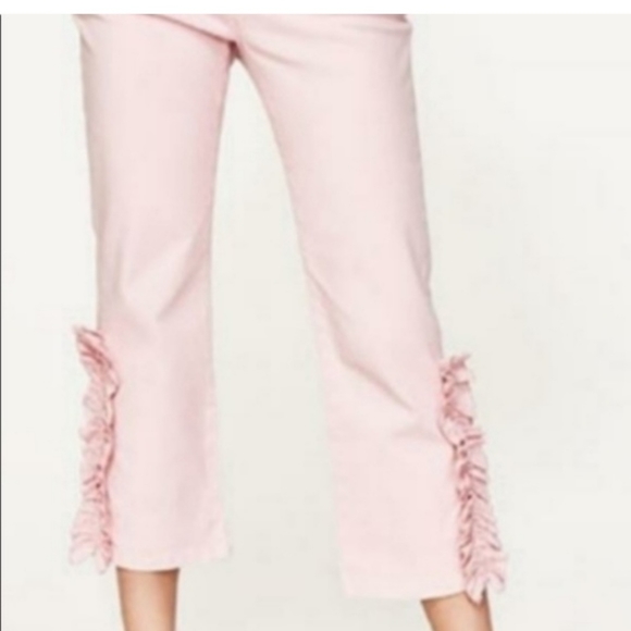 NWT / ZARA- Pink Barbie Core Capri Ruffle A Line Pants- Large - Picture 2 of 14